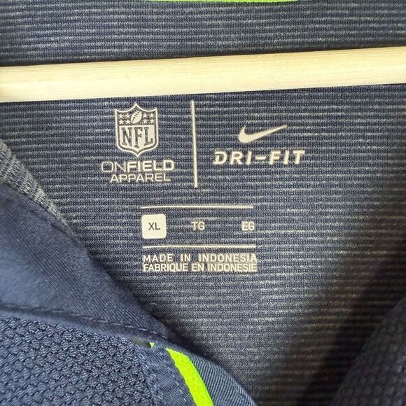 Nike NFL Onfield Apparel Mens XL Dri Fit Seattle Seahawks Polo Shirt Blue Green - Picture 2 of 7